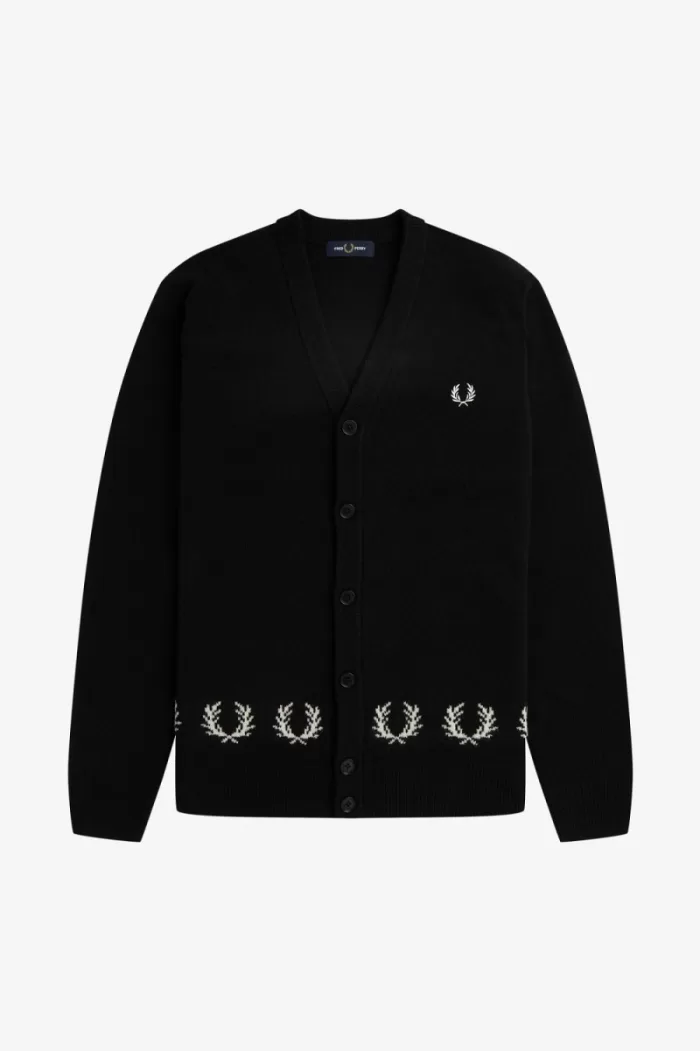 Fred Perry Laurel Wreath Trim Men’s Cardigan Black XLTAV9643