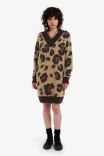 Fred Perry Leopard Knitted Women’s Dress Tonal Leopard HZBYC5179