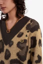 Fred Perry Leopard Knitted Women’s Dress Tonal Leopard HZBYC5179