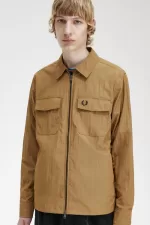 Fred Perry Lightweight Zip-Through Men’s Shirt Brown JITOK5184