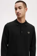 Fred Perry Long Sleeve Knitted Men’s Shirt Black BYQNH9106