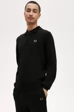 Fred Perry Long Sleeve Knitted Men’s Shirt Black BYQNH9106