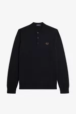 Fred Perry Long Sleeve Knitted Men’s Shirt Navy VCFQY3284