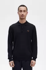 Fred Perry Long Sleeve Knitted Men’s Shirt Navy VCFQY3284