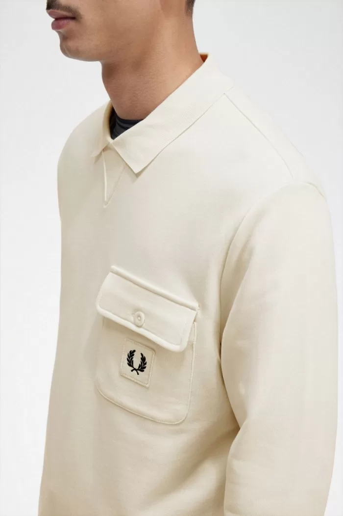 Fred Perry Long Sleeve Loopback Men’s Sweatshirts Beige BDEOV5671