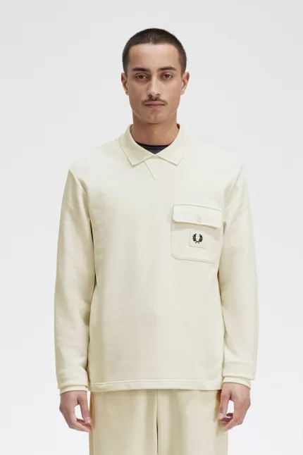 Fred Perry Long Sleeve Loopback Men’s Sweatshirts Beige BDEOV5671