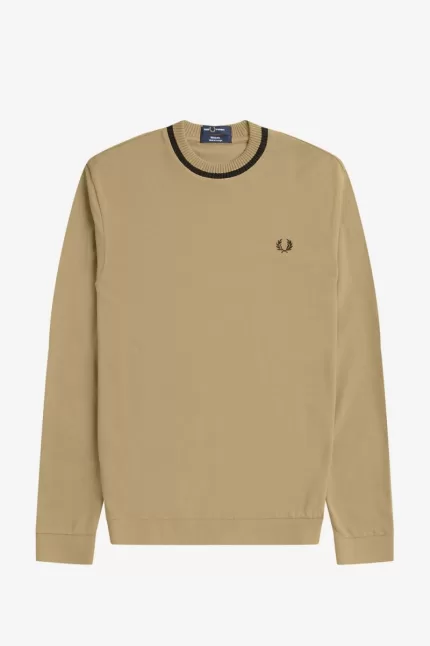 Fred Perry Long Sleeve Piqué Men’s T-Shirt Khaki WXEDK4238