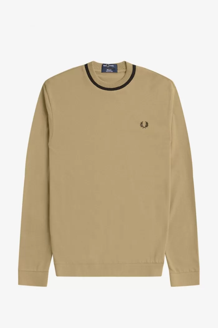 Fred Perry Long Sleeve Piqué Men’s T-Shirt Khaki WXEDK4238