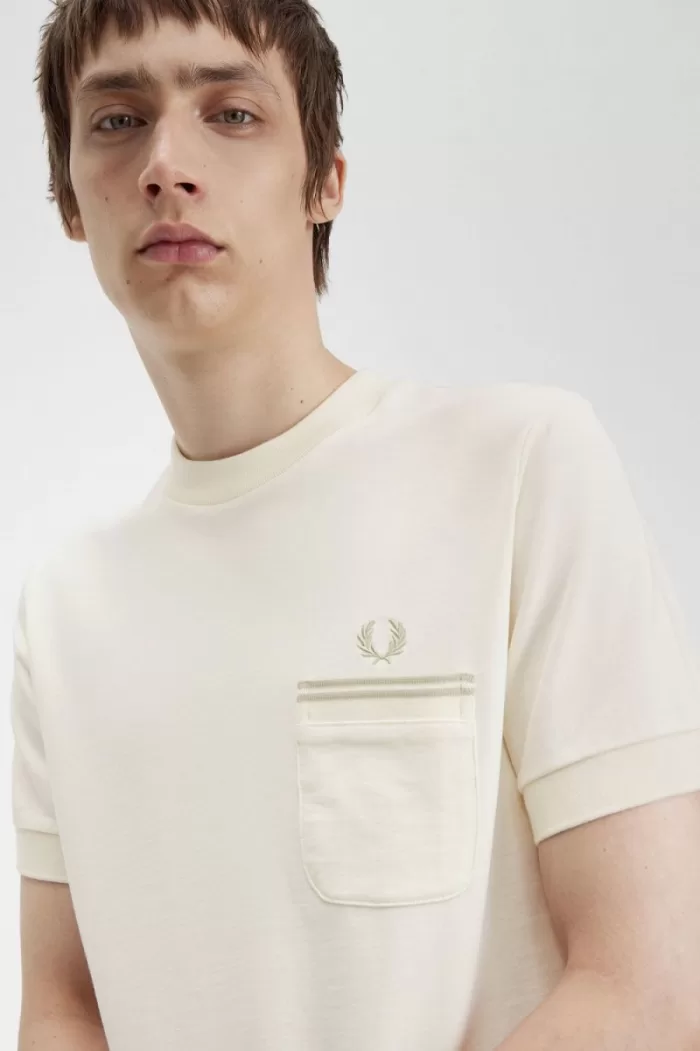 Fred Perry Loopback Jersey Pocket Men’s T-Shirt Beige SBZQG6372