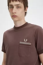 Fred Perry Loopback Jersey Pocket Men’s T-Shirt Dark Red CEFUH6290