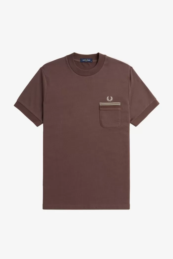 Fred Perry Loopback Jersey Pocket Men’s T-Shirt Dark Red CEFUH6290