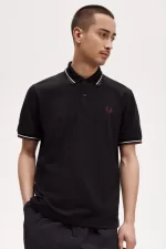 Fred Perry M12 Men’s Shirt Black Beige Oxblood UFDBN4275