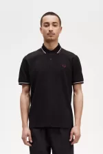 Fred Perry M12 Men’s Shirt Black Beige Oxblood UFDBN4275