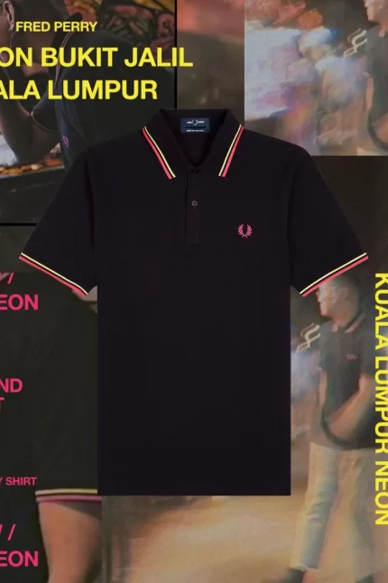 Fred Perry M12 Men’s Shirt Black Bright Yellow Kuala Lumpur Neon RHCGX5892