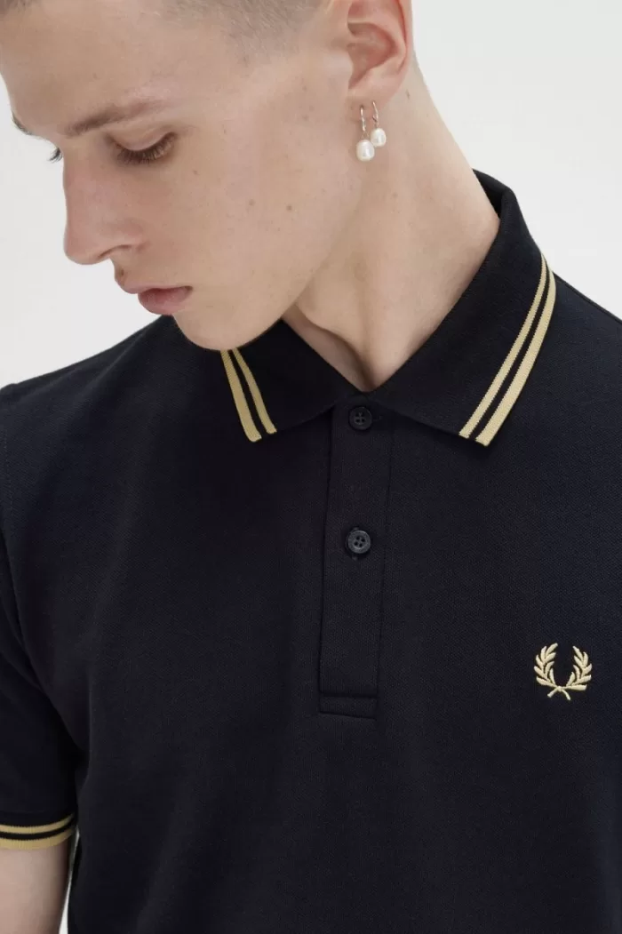 Fred Perry M12 Men’s Shirt Black Champagne JOBZQ6739