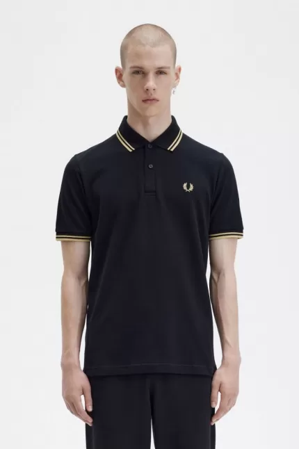 Fred Perry M12 Men’s Shirt Black Champagne JOBZQ6739