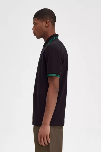 Fred Perry M12 Men’s Shirt Black Green OBKRQ7184