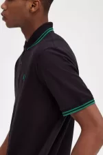 Fred Perry M12 Men’s Shirt Black Green OBKRQ7184