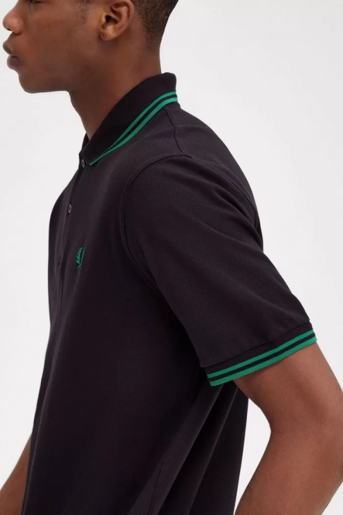 Fred Perry M12 Men’s Shirt Black Green OBKRQ7184