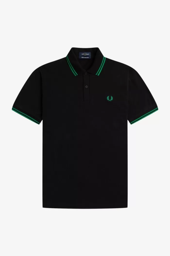 Fred Perry M12 Men’s Shirt Black Green OBKRQ7184