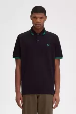 Fred Perry M12 Men’s Shirt Black Green OBKRQ7184