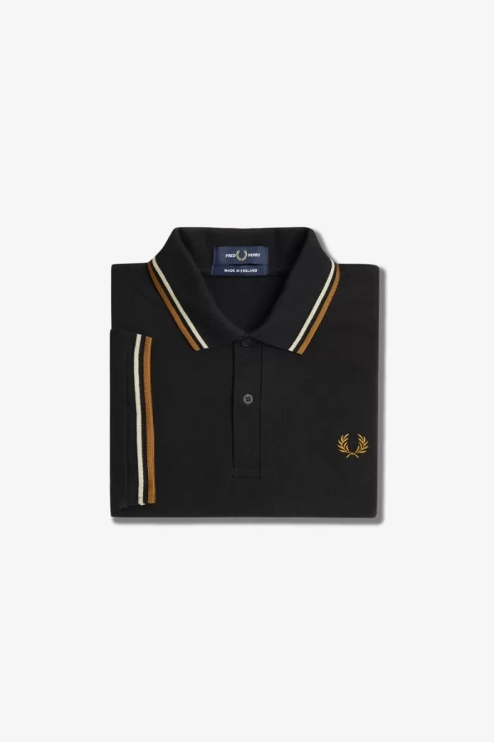 Fred Perry M12 Men’s Shirt Black Oatmeal Dark Coffee WDLSY4976