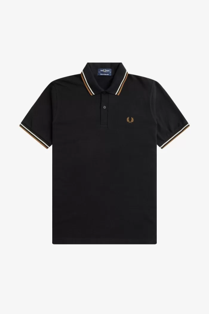 Fred Perry M12 Men’s Shirt Black Oatmeal Dark Coffee WDLSY4976