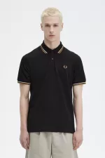 Fred Perry M12 Men’s Shirt Black Oatmeal Dark Coffee WDLSY4976