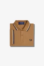 Fred Perry M12 Men’s Shirt Dark Coffee Beige Navy PJUWH2957