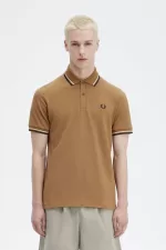 Fred Perry M12 Men’s Shirt Dark Coffee Beige Navy PJUWH2957