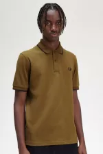 Fred Perry M12 Men’s Shirt Dark Coffee Whisky Brown Black HEWUZ2963