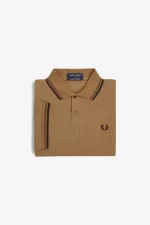 Fred Perry M12 Men’s Shirt Dark Coffee Whisky Brown Black HEWUZ2963