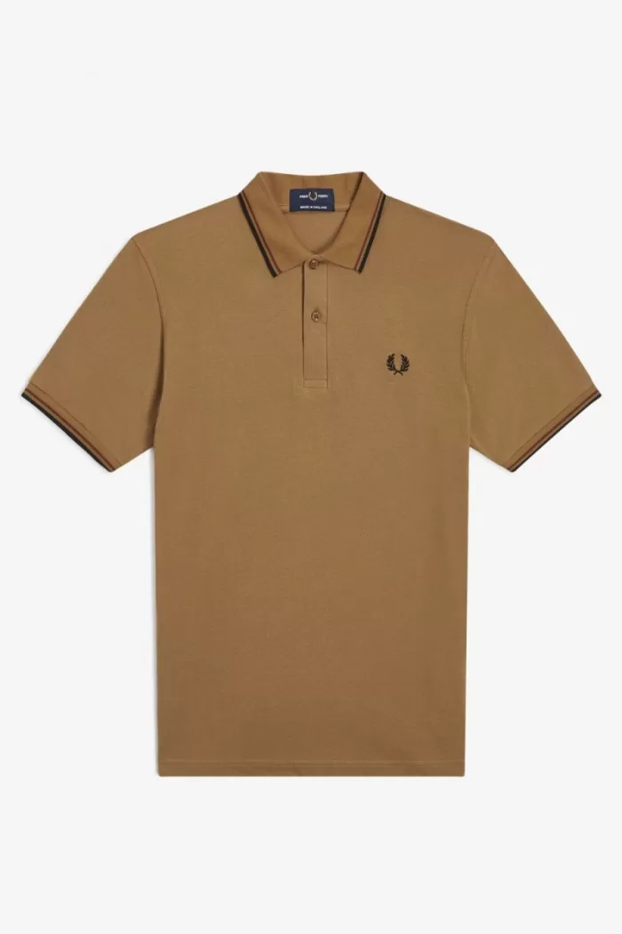 Fred Perry M12 Men’s Shirt Dark Coffee Whisky Brown Black HEWUZ2963