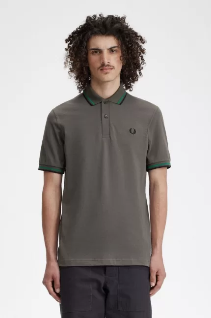 Fred Perry M12 Men’s Shirt Field Green Green Black LUPOX6308