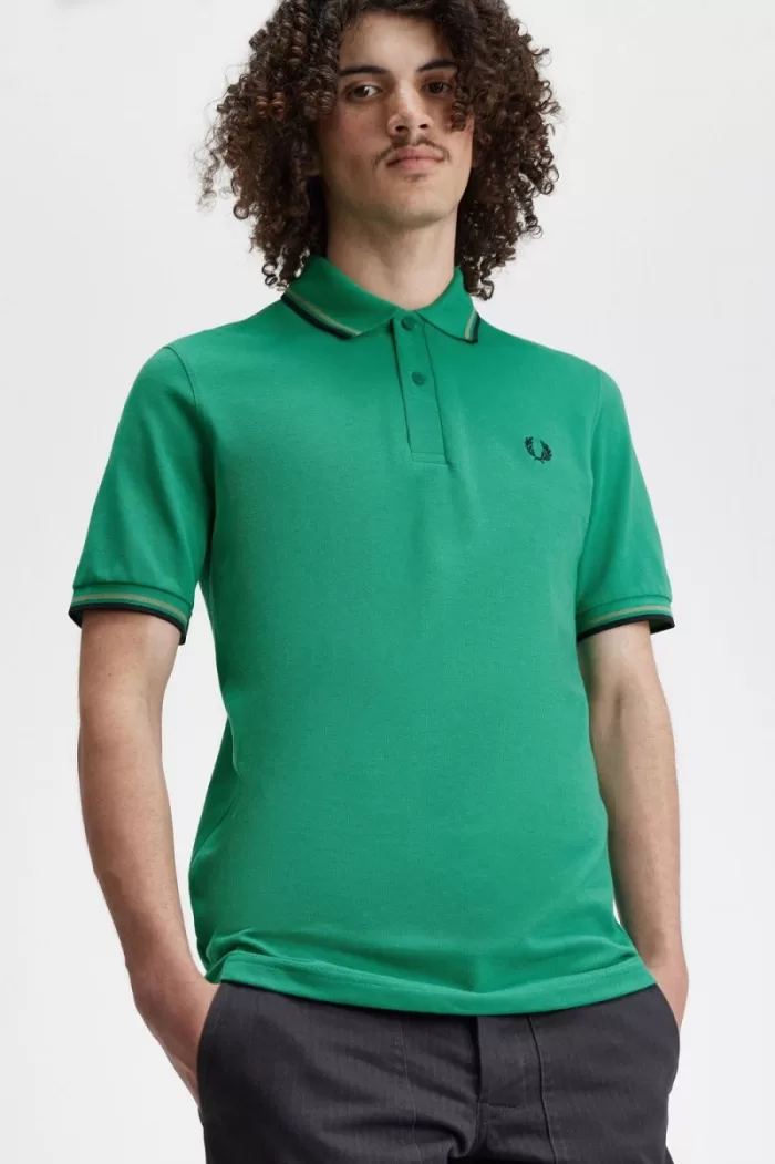 Fred Perry M12 Men’s Shirt Green Field Green Black RITFL3960