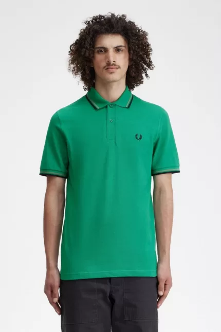 Fred Perry M12 Men’s Shirt Green Field Green Black RITFL3960