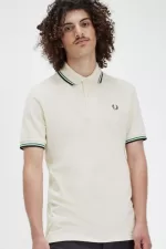 Fred Perry M12 Men’s Shirt Light Beige Green Black FQTRP9456