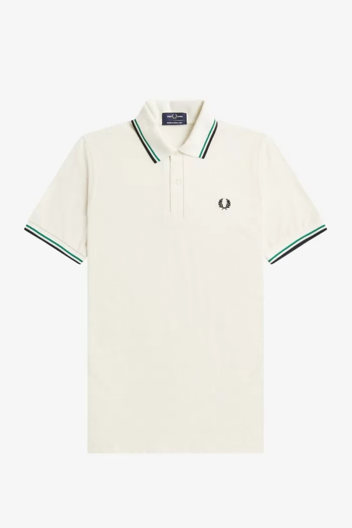 Fred Perry M12 Men’s Shirt Light Beige Green Black FQTRP9456