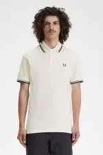 Fred Perry M12 Men’s Shirt Light Beige Green Black FQTRP9456