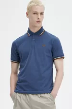 Fred Perry M12 Men’s Shirt Midnight Blue Beige Dark Coffee IQKVD5306