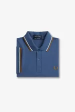 Fred Perry M12 Men’s Shirt Midnight Blue Beige Dark Coffee IQKVD5306