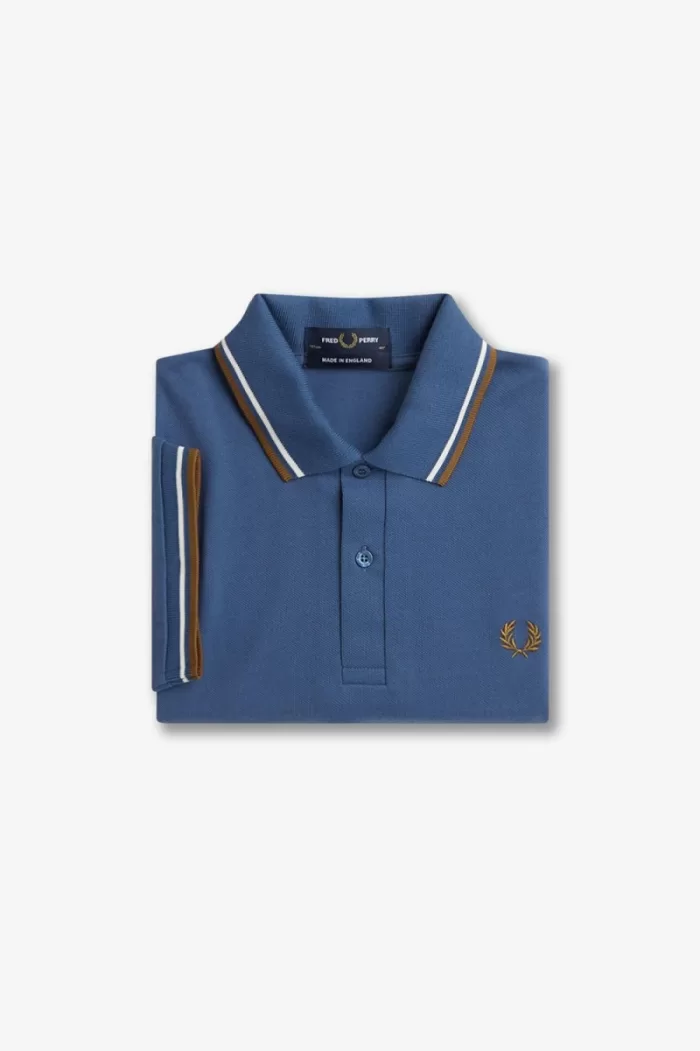 Fred Perry M12 Men’s Shirt Midnight Blue Beige Dark Coffee IQKVD5306