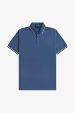 Fred Perry M12 Men’s Shirt Midnight Blue Beige Dark Coffee IQKVD5306