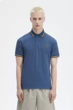 Fred Perry M12 Men’s Shirt Midnight Blue Beige Dark Coffee IQKVD5306