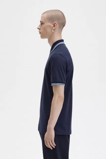 Fred Perry M12 Men’s Shirt Navy Aqua Aqua FGLQM1673