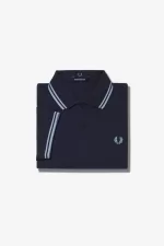 Fred Perry M12 Men’s Shirt Navy Aqua Aqua FGLQM1673