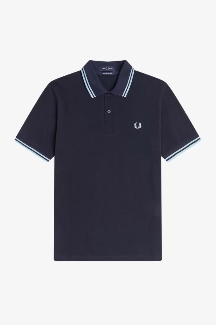 Fred Perry M12 Men’s Shirt Navy Aqua Aqua FGLQM1673