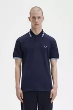 Fred Perry M12 Men’s Shirt Navy Aqua Aqua FGLQM1673