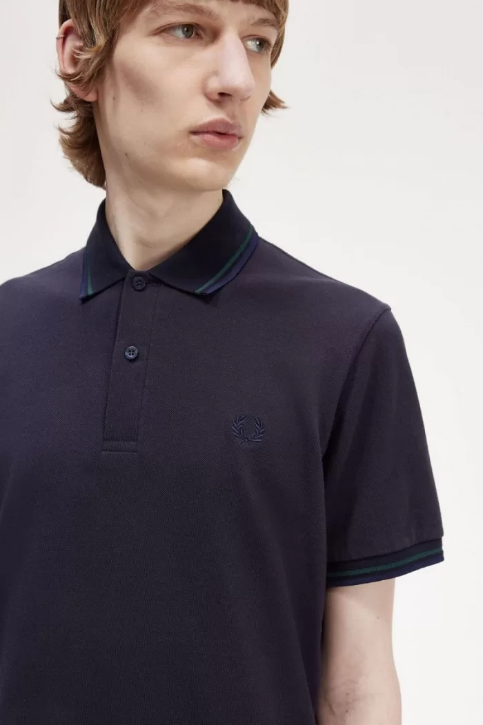 Fred Perry M12 Men’s Shirt Navy Petrol Blue French Navy YOSFG4298