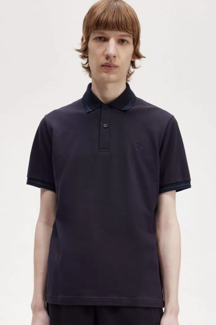 Fred Perry M12 Men’s Shirt Navy Petrol Blue French Navy YOSFG4298